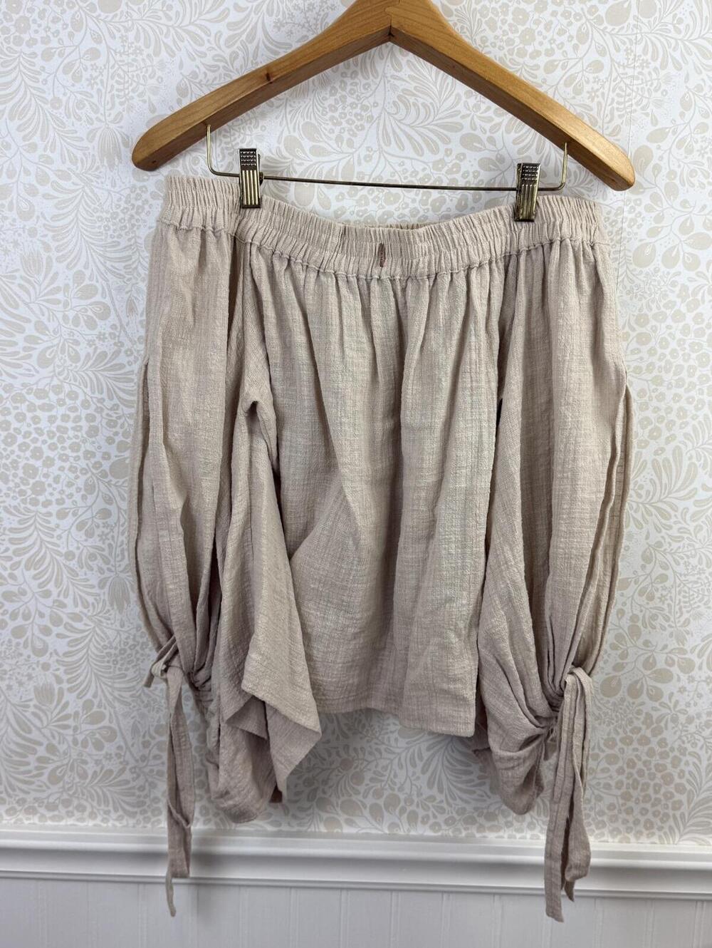 MISA Los Angeles Beige Gauze Peasant Smocked Blouse Top - Size - Small - Picture 3 of 8